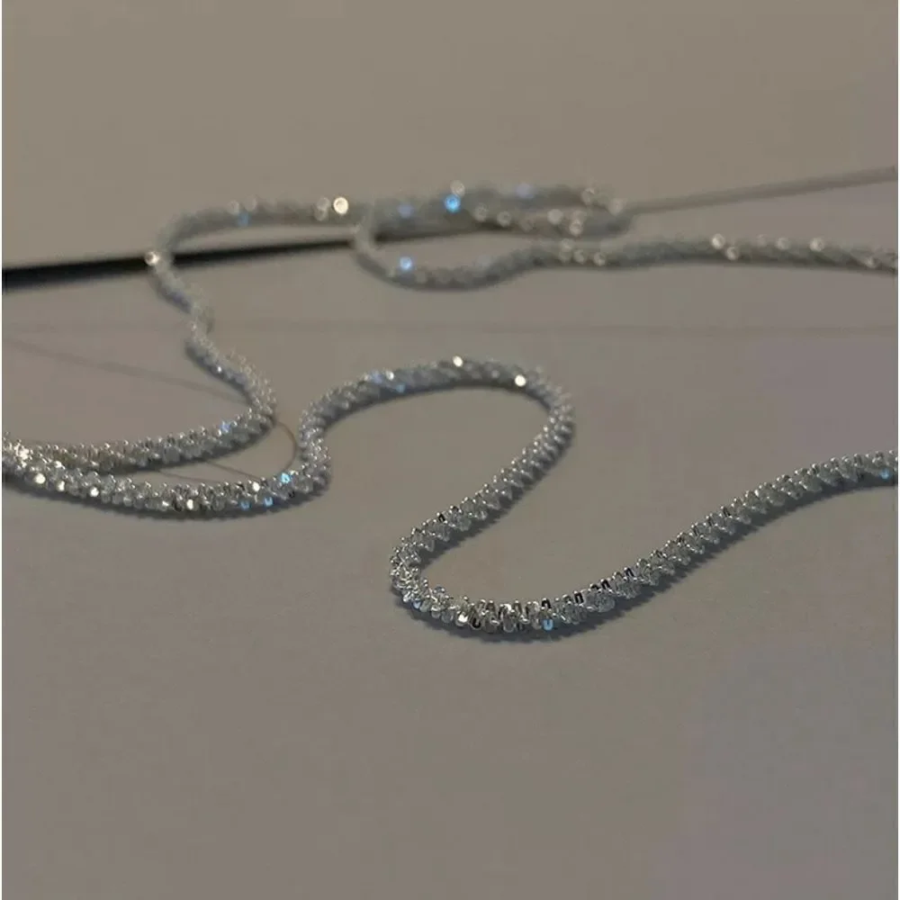 Silver Single Strand Choker Twist Chain Necklace